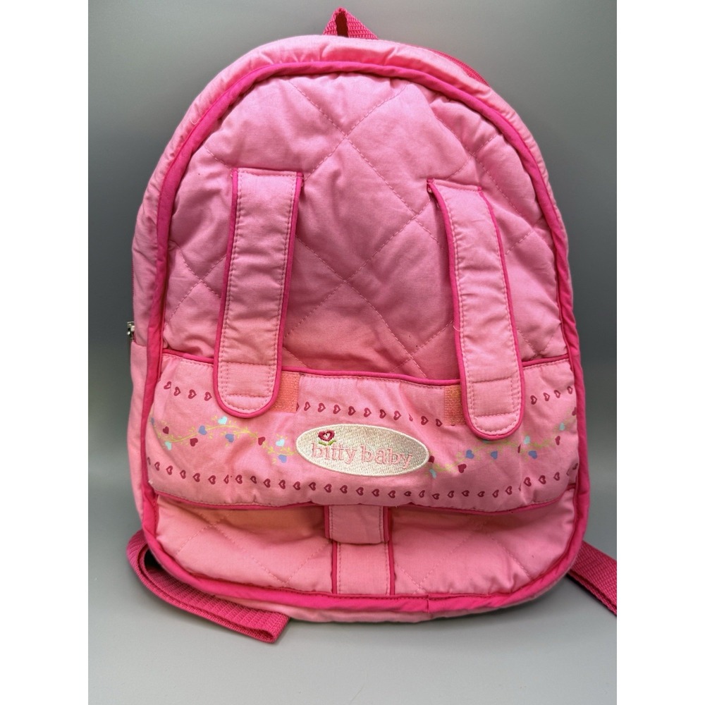 American Girl Bitty Baby Pink Hearts & Flowers Doll Carrier Backpack 12"x10"x3"
